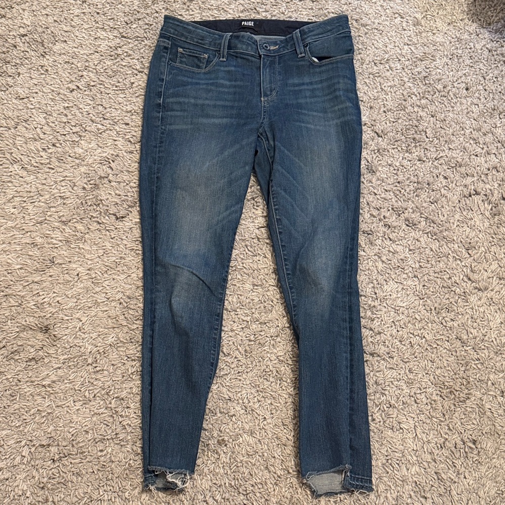 PAIGE Dark Blue Distressed Women's Jeans